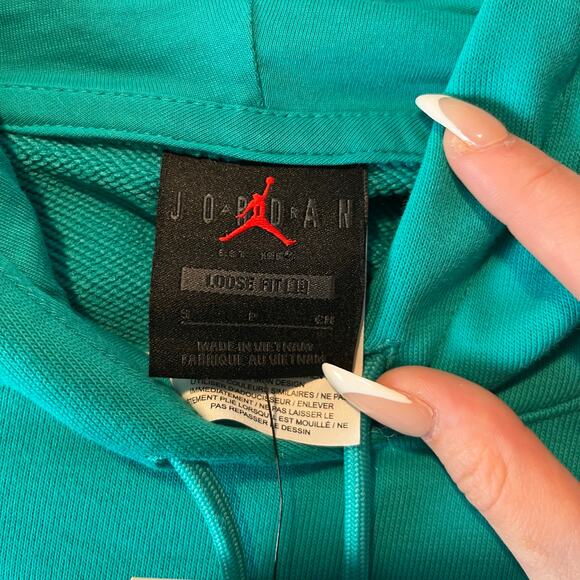 Jordan Sport Cropped Fleece Hoodie Emerald Green Dri Fit Small New - Picture 8 of 8